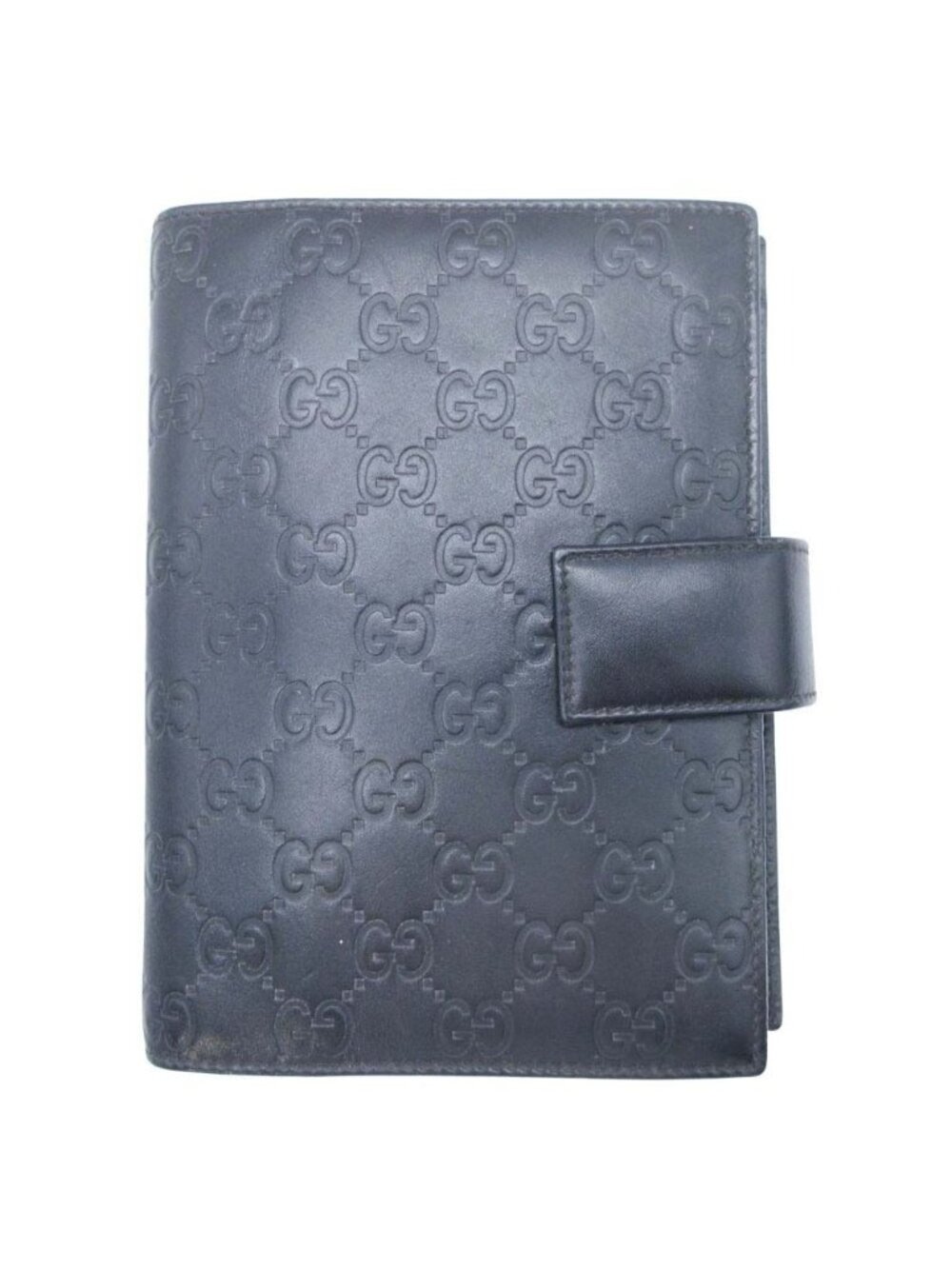 Gucci GG Guccissima Agenda Notebook Cover Holder Six Hole Ring Binder Note Black